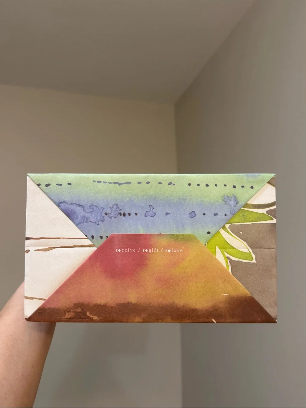 Anthropologie Colorful Watercolor Patterned Gift Bag